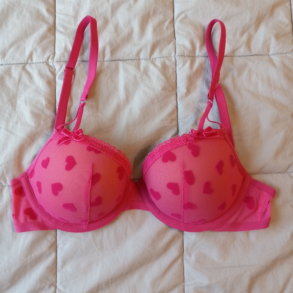 Pink heart bra